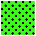 Polka Dots - Black on Neon Green Large Satin Scarf (Square)