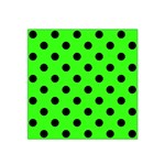 Polka Dots - Black on Neon Green Satin Bandana Scarf