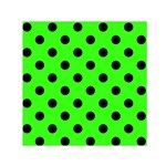 Polka Dots - Black on Neon Green Small Satin Scarf  (Square)