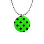 Polka Dots - Black on Neon Green 1  Button Necklace