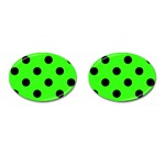 Polka Dots - Black on Neon Green Cufflinks (Oval)