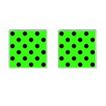 Polka Dots - Black on Neon Green Cufflinks (Square)