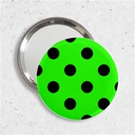 Polka Dots - Black on Neon Green 2.25  Handbag Mirror