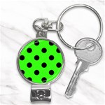 Polka Dots - Black on Neon Green Nail Clippers Key Chain