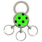 Polka Dots - Black on Neon Green 3-Ring Key Chain