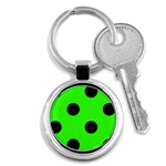 Polka Dots - Black on Neon Green Key Chain (Round)