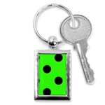 Polka Dots - Black on Neon Green Key Chain (Rectangle)