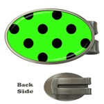 Polka Dots - Black on Neon Green Money Clip (Oval)