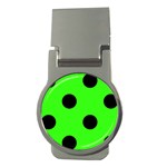 Polka Dots - Black on Neon Green Money Clip (Round)