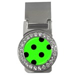 Polka Dots - Black on Neon Green Money Clip (CZ)