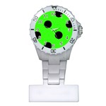 Polka Dots - Black on Neon Green Nurses Watch