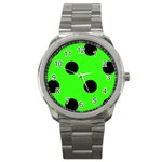 Polka Dots - Black on Neon Green Sport Metal Watch