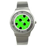 Polka Dots - Black on Neon Green Stainless Steel Watch