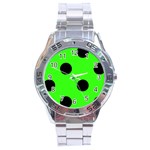 Polka Dots - Black on Neon Green Stainless Steel Analogue Watch