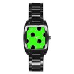 Polka Dots - Black on Neon Green Stainless Steel Barrel Watch