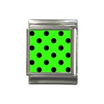 Polka Dots - Black on Neon Green Italian Charm (13mm)