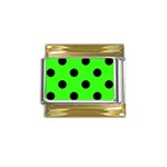 Polka Dots - Black on Neon Green Gold Trim Italian Charm (9mm)