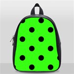 Polka Dots - Black on Neon Green School Bag (Small)