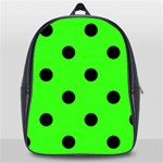 Polka Dots - Black on Neon Green School Bag (Large)