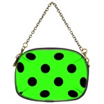 Polka Dots - Black on Neon Green Chain Purse (One Side)