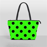 Polka Dots - Black on Neon Green Classic Shoulder Handbag (One Side)