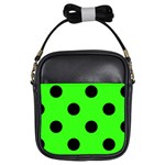 Polka Dots - Black on Neon Green Girls Sling Bag