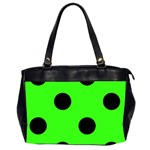 Polka Dots - Black on Neon Green Classic Oversize Office Handbag (Two Sides)