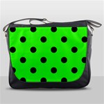 Polka Dots - Black on Neon Green Messenger Bag