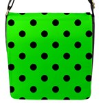 Polka Dots - Black on Neon Green Flap Closure Messenger Bag (S)