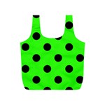 Polka Dots - Black on Neon Green Full Print Recycle Bag (S)