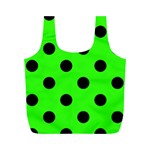 Polka Dots - Black on Neon Green Full Print Recycle Bag (M)