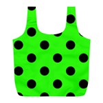 Polka Dots - Black on Neon Green Full Print Recycle Bag (L)