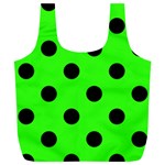 Polka Dots - Black on Neon Green Full Print Recycle Bag (XL)