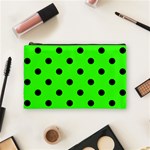 Polka Dots - Black on Neon Green Cosmetic Bag (M)