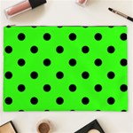 Polka Dots - Black on Neon Green Cosmetic Bag (XXL)