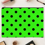 Polka Dots - Black on Neon Green Cosmetic Bag (XXXL)