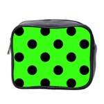 Polka Dots - Black on Neon Green Mini Toiletries Bag (Two Sides)