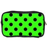 Polka Dots - Black on Neon Green Toiletries Bag (Two Sides)