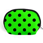 Polka Dots - Black on Neon Green Accessory Pouch (Medium)