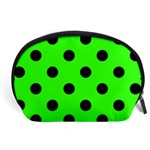 Polka Dots - Black on Neon Green Accessory Pouch (Large)