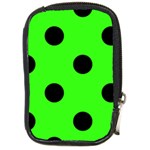 Polka Dots - Black on Neon Green Compact Camera Leather Case