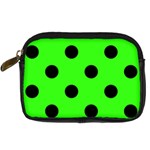 Polka Dots - Black on Neon Green Digital Camera Leather Case