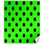 Polka Dots - Black on Neon Green Canvas 8  x 10 