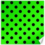 Polka Dots - Black on Neon Green Canvas 12  x 12 