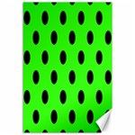 Polka Dots - Black on Neon Green Canvas 12  x 18 