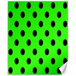 Polka Dots - Black on Neon Green Canvas 16  x 20 