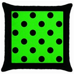 Polka Dots - Black on Neon Green Throw Pillow Case (Black)