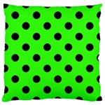 Polka Dots - Black on Neon Green Large Cushion Case (One Side)