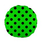 Polka Dots - Black on Neon Green Standard 15  Premium Round Cushion