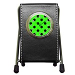 Polka Dots - Black on Neon Green Pen Holder Desk Clock